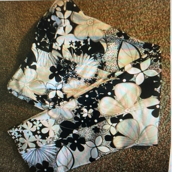 Hillard & Hanson Casual floral Capri Pants 8 - Picture 1 of 4